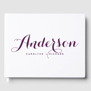 Purple Modern Calligraphy Wedding Guest Book