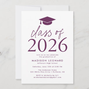 Purple   Modern Class of 2022 Graduation Party Invitation