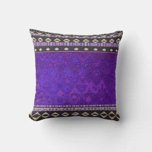 Purple modern colourful pattern boho cushion