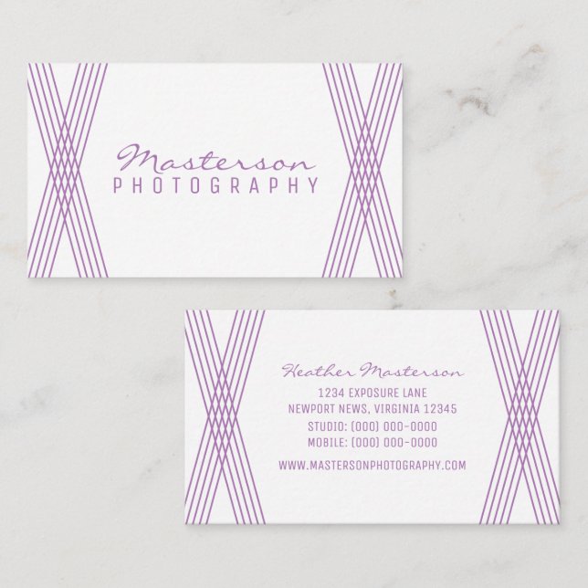 Purple Modern Deco Business Card (Front/Back)