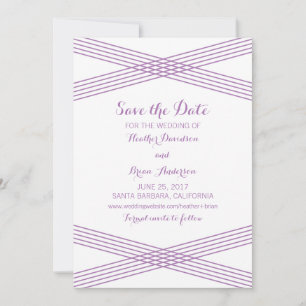 Purple Modern Deco Save the Date Invite