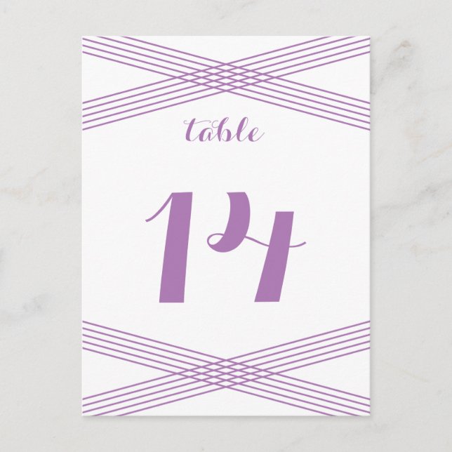 Purple Modern Deco Table Postcard (Front)
