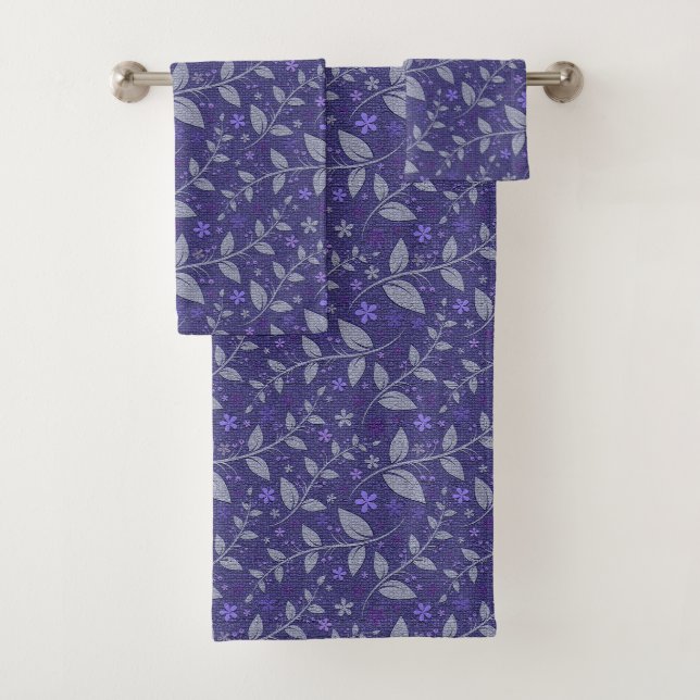 Purple Modern Elegant Popular Floral Bath Towel Set (Insitu)