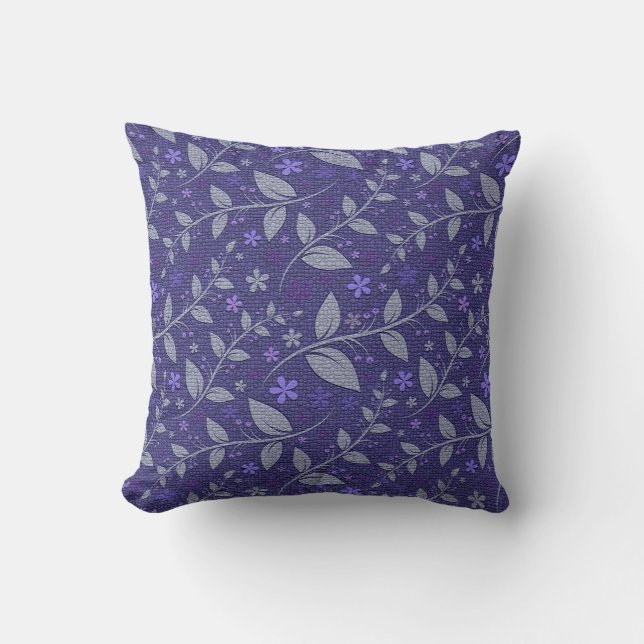 Purple Modern Elegant Popular Floral Cushion (Front)
