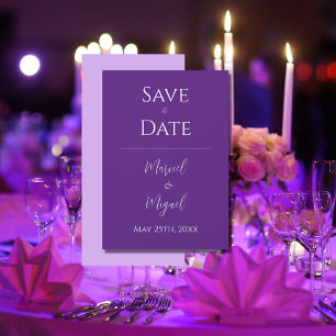 Purple Modern Elegant Simple Save The Date