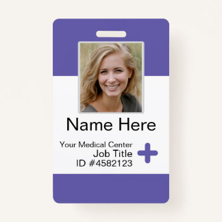 Purple Modern Employee Badge Template Nurse ID ID Badge