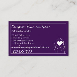 Purple Modern Health Aide Home Care Professional Business Card