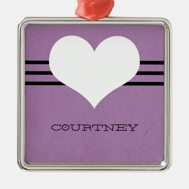 Purple Modern Heart Ornament (Front)