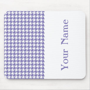 Purple Modern Houndstooth with name Mouse Mat
