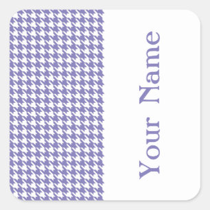 Purple Modern Houndstooth with name Square Sticker
