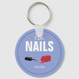 Purple Modern I Do Nails Nail Technician Key Ring