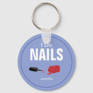 Purple Modern I Do Nails Nail Technician Key Ring