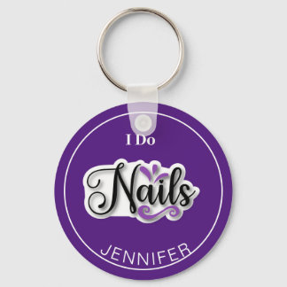 Purple Modern I Do Nails Nail Technician Keychain