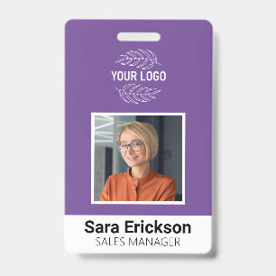 Purple Modern ID Card Business Employee Badge