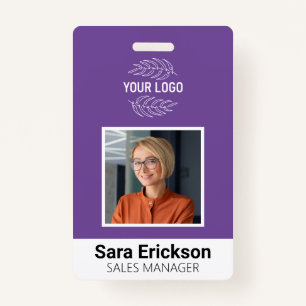 Purple Modern ID Card Business Employee ID Badge