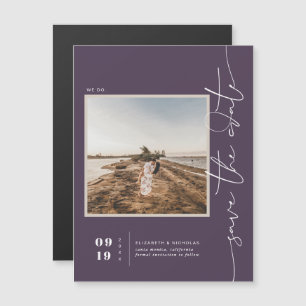 Purple   Modern Minimal Save the Date Photo Magnetic Invitation