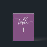 Purple Modern Minimalist Table Number<br><div class="desc">Modern and elegant minimalist style purple, plum number with modern hand written calligraphy details. Clear area on the bottom allowing you to use all kinds of table number holders without obstructing the number. Modern medium size card for a sleek, simple look. Available in a variety of colours. Have all tables...</div>