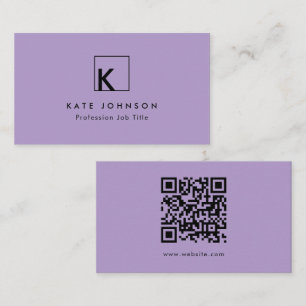 Purple Modern Monogram Logo Minimal  Business Card