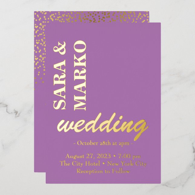 Purple Modern NAMES Simple Wedding (Front/Back)