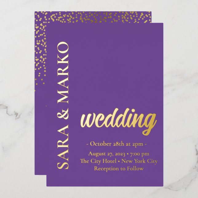 Purple Modern NAMES Simple Wedding (Front/Back)