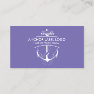Purple Modern Nautical Anchor Business Card