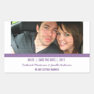 Purple Modern Photo Save the Date Stickers