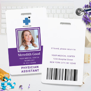 Purple Modern Security ID Physician Assistant ID Badge