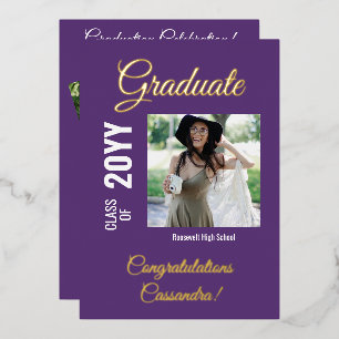 Purple Modern Square Photo Graduation Party