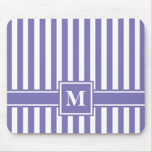 Purple Modern Stripe with Monogram Mouse Mat