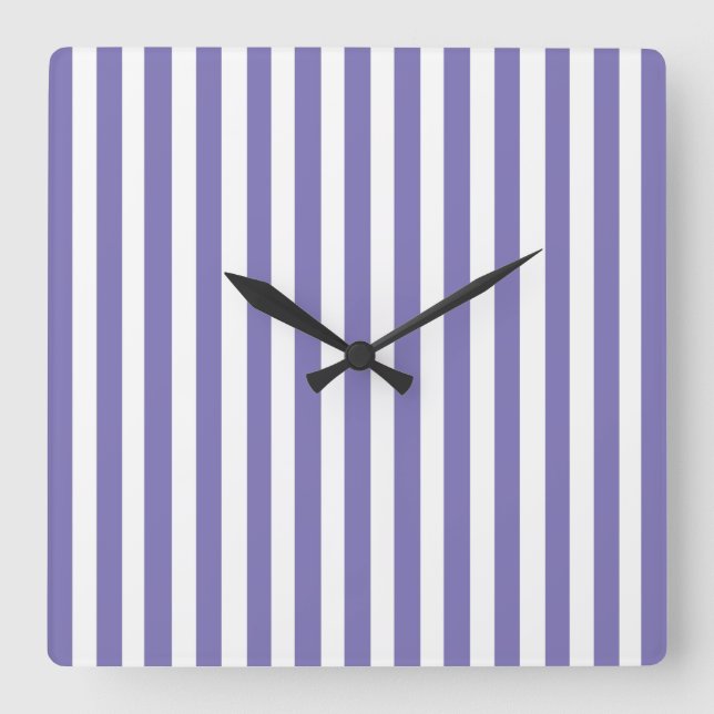 Purple Modern Stripes Square Wall Clock (Front)