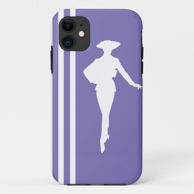 Purple Modern Stripes with Fashion Silhouette Case-Mate iPhone Case (Back)