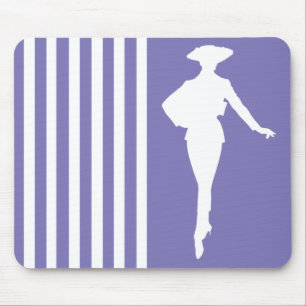 Purple Modern Stripes with Fashion Silhouette Mouse Mat