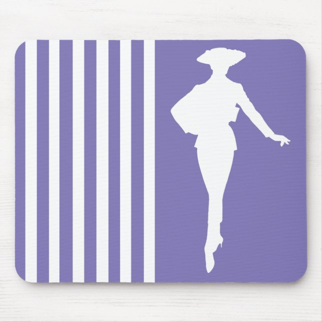 Purple Modern Stripes with Fashion Silhouette Mouse Mat (Front)