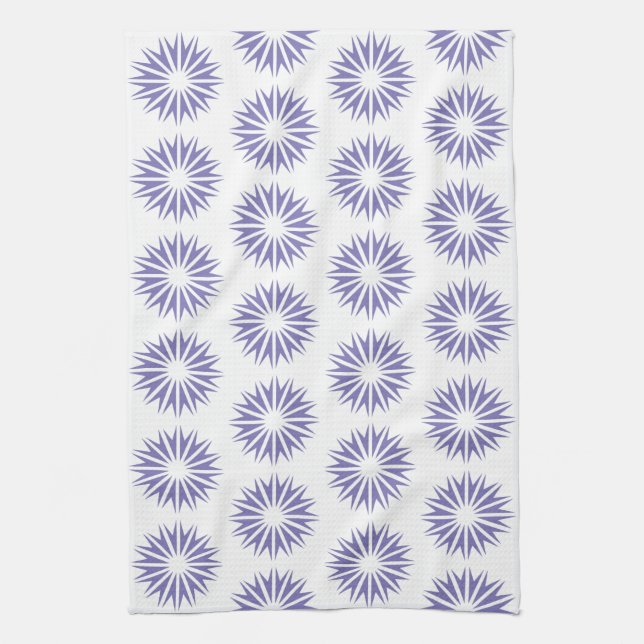 Purple Modern Sunbursts Tea Towel (Vertical)
