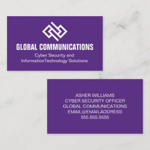 Purple Modern Technology Cyber Security Company Business Card
