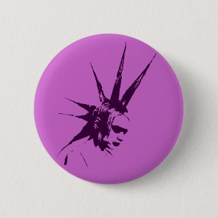 Purple Mohawk Punk girl 6 Cm Round Badge