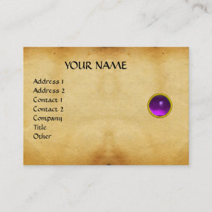 PURPLE MON ,GREY AGATA ,brown parchment,violet, Business Card