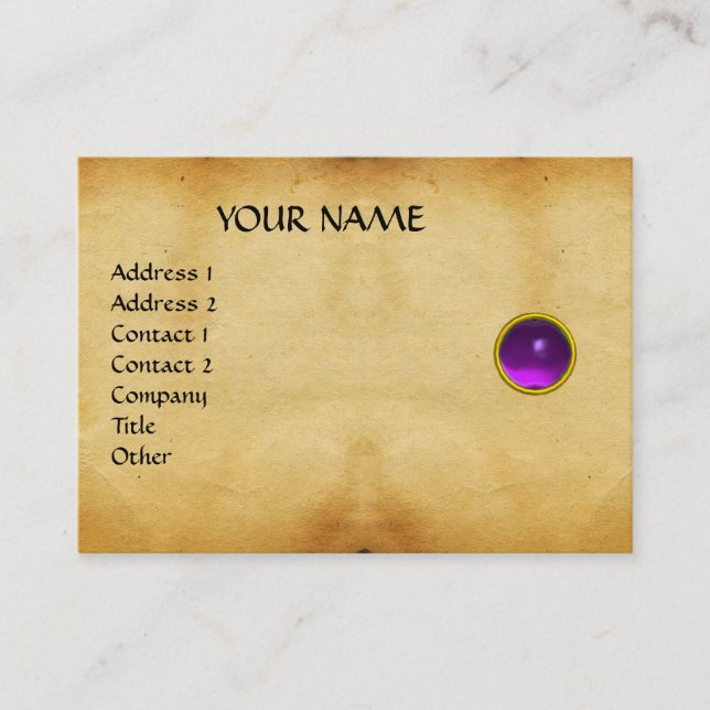 PURPLE MON ,GREY AGATA ,brown parchment,violet, Business Card (Front)