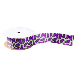 Purple Monarch Butterfly Pattern Satin Ribbon
