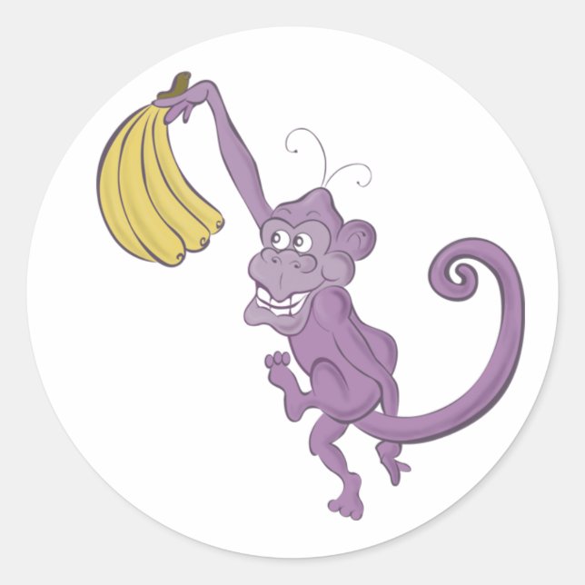 purple monkey classic round sticker (Front)