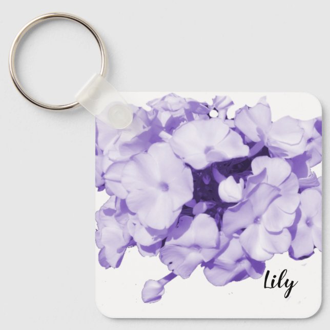 Purple Monochrome Personalised Bridesmaid Keychain (Front)