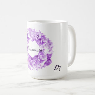 Purple Monochrome Wreath Bridesmaid Coffee Mug