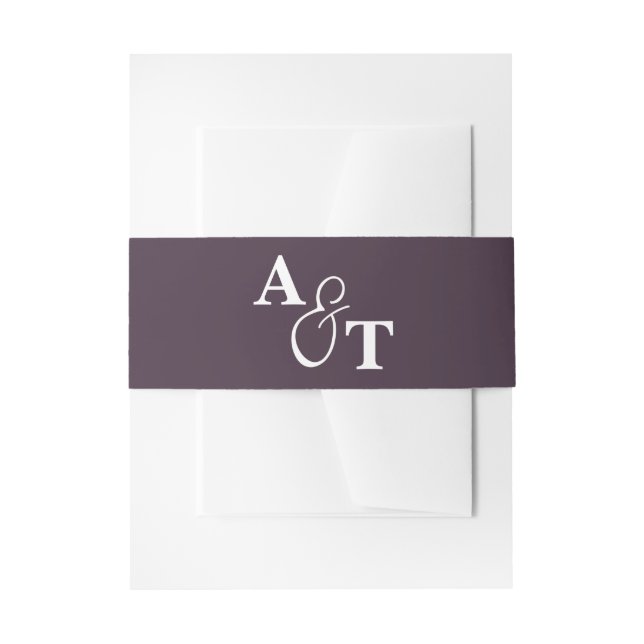 Purple Monogram Ampersand Personalised Wedding Invitation Belly Band (Front Example)