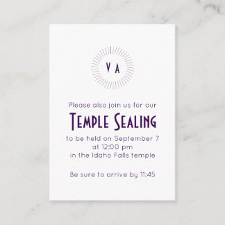 Purple Monogram Circle Temple Sealing Invitation