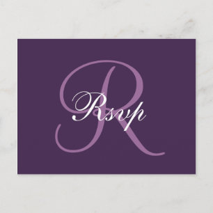Purple Monogram   Elegant Wedding RSVP Postcard
