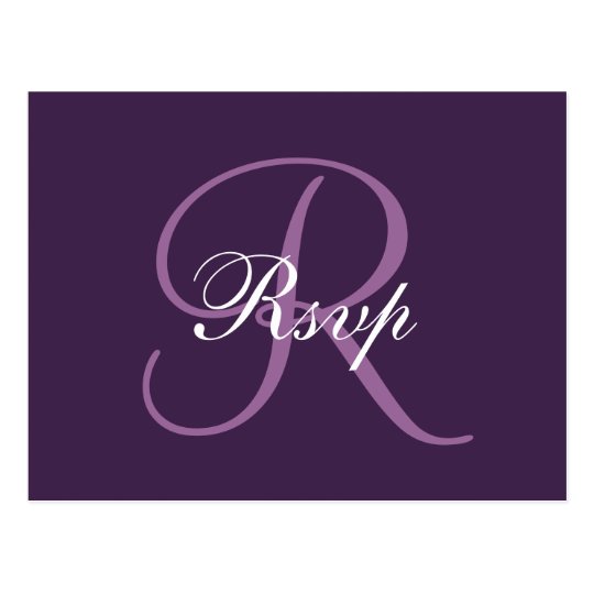 Purple Monogram | Elegant Wedding RSVP Postcard