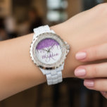 Purple Monogram Faux Glitter drips Watch<br><div class="desc">This design may be personalised in the area provided by changing the photo and/or text. Or it can be customised by clicking Personalise this Template and then choosing the click to customise further option and delete or change the colour of the background, add text, change the text colour or style,...</div>