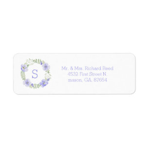 Purple Monogram Floral Watercolor Elegant Address