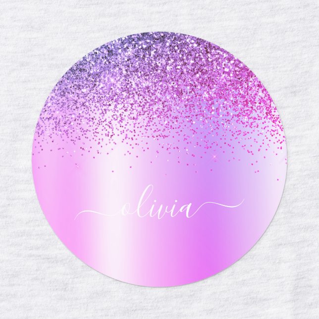 Purple Monogram Glitter Sparkle Girly Script (Design 1)