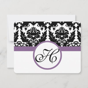 Purple Monogram Heart Damask Grape Trim RSVP